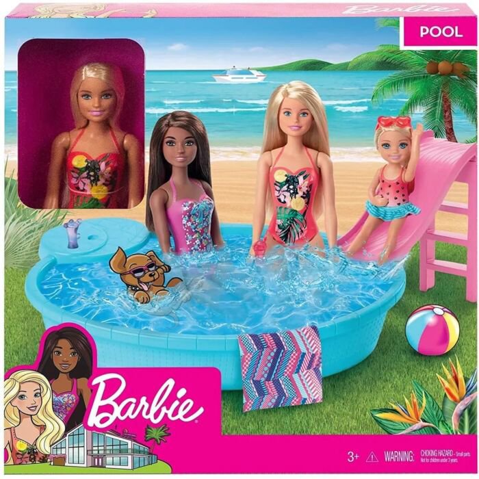 Игровой набор Barbie  Гламурный бассейн с горкой купить,NaN
