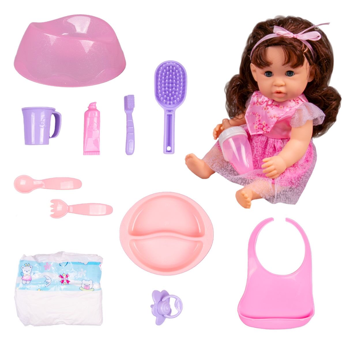 Кукла WeiTai Шатенка с аксессуарами 35 см 318017D7 купить,NaN