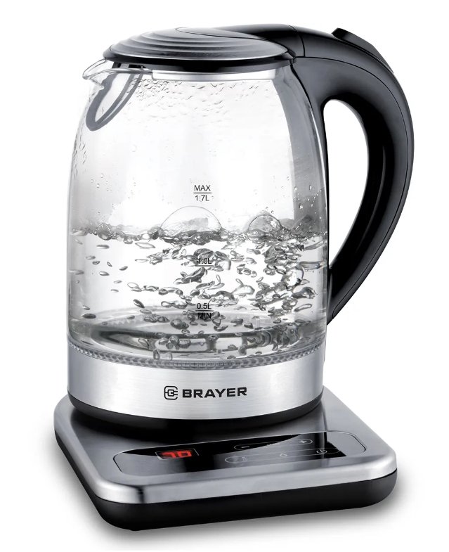 Электрочайник Brayer BR1003 1,7л серо-черный купить,NaN