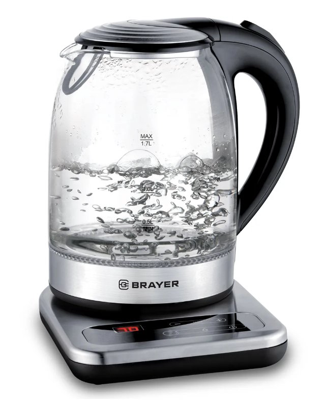 Электрочайник Brayer BR1003 1,7л серо-черный купить,NaN