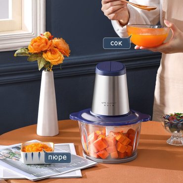 Кухонный комбайн Xiaomi LIFE ELEMENTS FOOD PROCESSOR L18 синий, серебристый купить,0