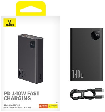 Внешний аккумулятор Baseus Adaman 2C+U 140W P10021508113-00 24000 мАч черный купить,NaN