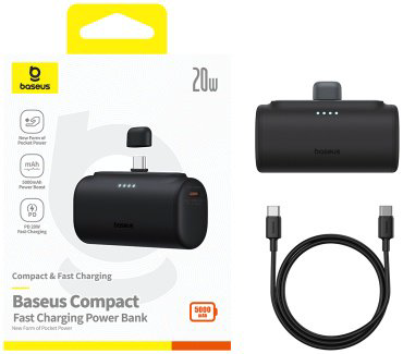 Внешний аккумулятор Baseus Compact 2C 20W P10068306113-00 5000 мАч черный купить,NaN