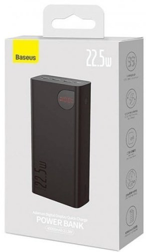 Внешний аккумулятор Baseus Adaman C+3U 22.5W PPAD020101 40000 мАч черный купить,NaN