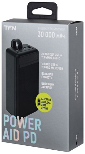 Внешний аккумулятор TFN PowerAid PD 30000 мАч черный купить,NaN
