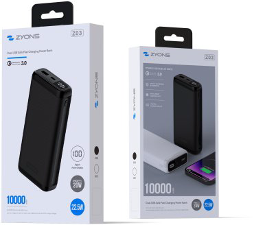 Внешний аккумулятор ZYONS Z03 10000 мАч черный