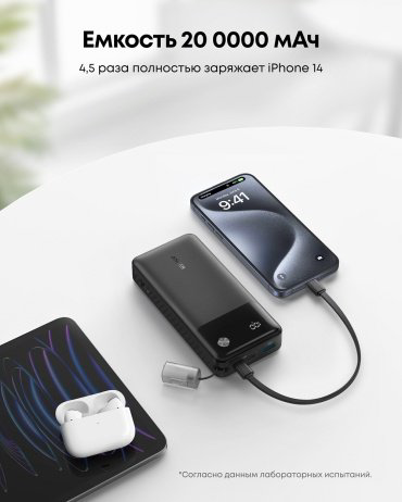 Внешний аккумулятор Anker A1384 20000 мАч черный купить,NaN