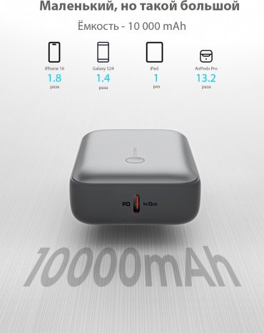 Внешний аккумулятор Aukey PB-Y55 10000 мАч серый купить,0