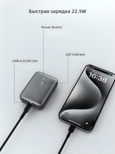 Внешний аккумулятор Aukey PB-Y55 10000 мАч серый купить,0