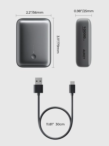 Внешний аккумулятор Aukey PB-Y55 10000 мАч серый - ForteMarket Внешний аккумулятор Aukey PB-Y55 10000 мАч серый купить,20990