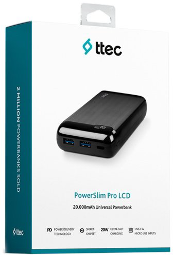 Внешний аккумулятор TTEC PowerSlim Pro LCD PD 2BB186S 20000 мАч черный купить,NaN