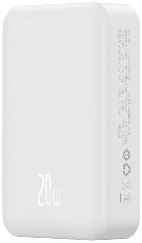 Внешний аккумулятор Baseus Magnetic Mini C+Qi 20W (MagSafe) PPCX150002 20000 мАч белый купить,NaN