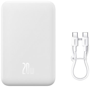Внешний аккумулятор Baseus Magnetic Mini C+Qi 20W (MagSafe) PPCX150002 20000 мАч белый купить,NaN