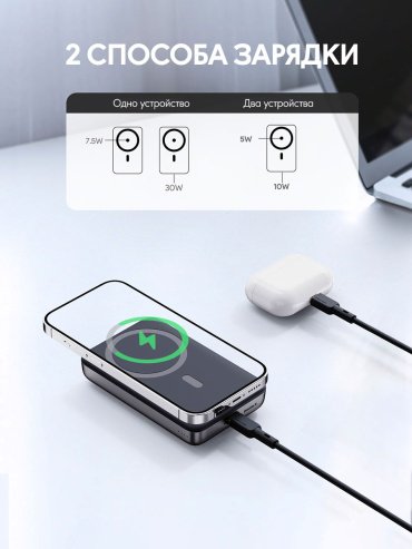 Внешний аккумулятор Aukey PB-MS02 30W MagSafe 10000 мАч серый - ForteMarket Внешний аккумулятор Aukey PB-MS02 30W MagSafe 10000 мАч серый купить,0