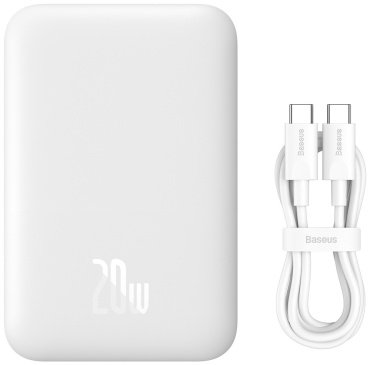 Внешний аккумулятор Baseus Magnetic Mini Air C+Qi 20W P10059002223-00 6000 мАч белый купить,NaN