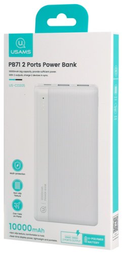 Внешний аккумулятор Usams US-CD205 PB71 10000 мАч белый купить,0