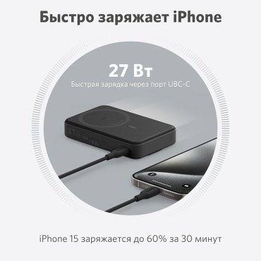 Внешний аккумулятор Anker A1654 10000 мАч черный купить,NaN