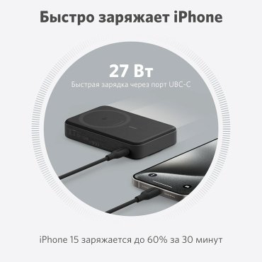 Внешний аккумулятор Anker A1654 10000 мАч черный купить,NaN