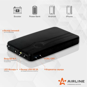 Внешний аккумулятор AIRLINE AEAB000 8000 мАч черный купить,NaN