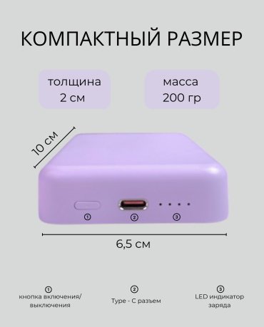 Внешний аккумулятор Mobile Store W-13 10000 мАч фиолетовый купить,18000