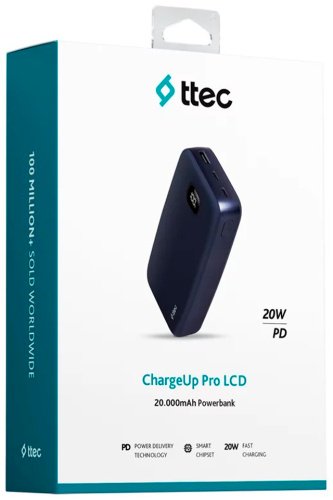 Внешний аккумулятор TTEC ChargeUp Pro LCD 20.000mAh PD 20W Navy (2BB213L) 20000 мАч синий купить,0
