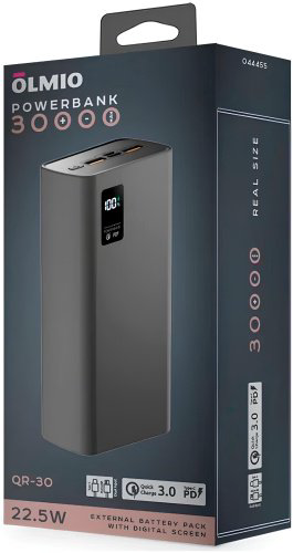 Внешний аккумулятор OLMIO QR-30 30000 мАч серый - ForteMarket Внешний аккумулятор OLMIO QR-30 30000 мАч серый купить,11090