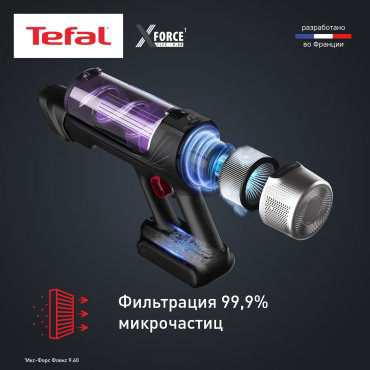 Пылесос Tefal X-Force Flex 9.60 Allergy TY2038WO черный, фиолетовый купить,NaN