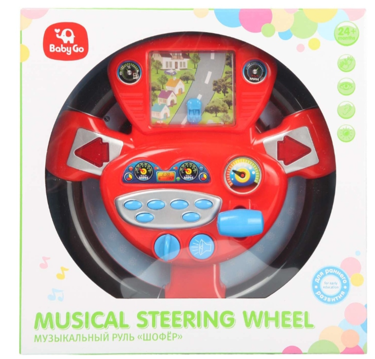 Руль Baby Go Musical Steering Wheel красно-чёрный