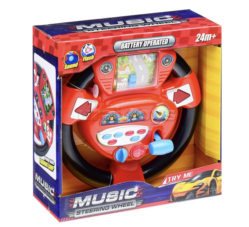 Руль Battery operated music streering wheel красно-чёрный