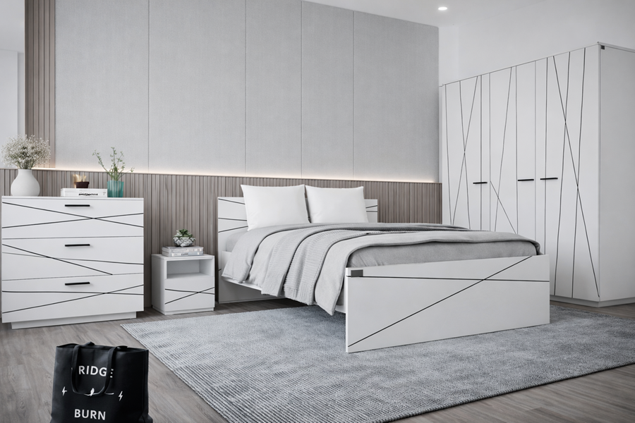 Гарнитур Мебель Азии Алиса Лайн 160 3КП QWFDD8421 160х200см белый купить,NaN