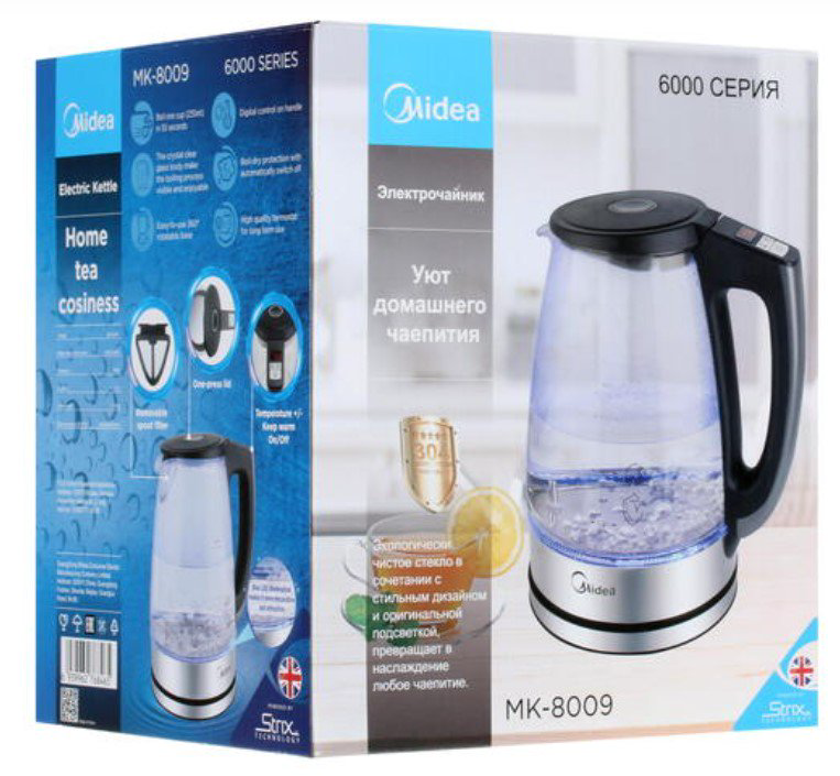 Электрочайник Midea MK-8009 1.7л черный купить,NaN