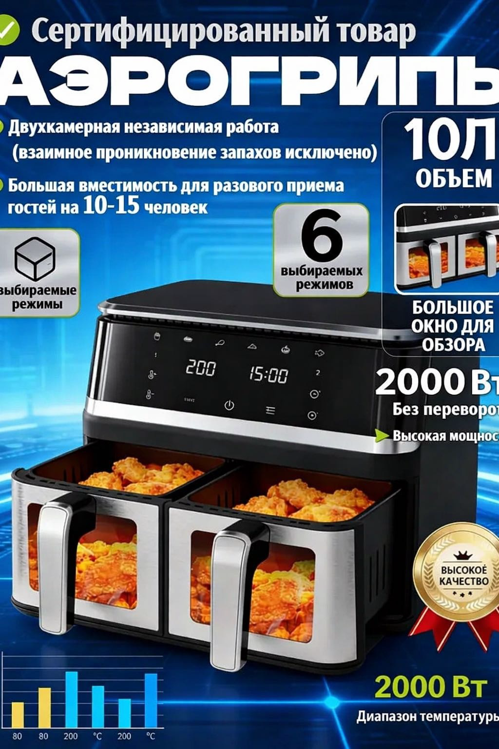 Аэрогриль Yili SPRX3 черный, серый