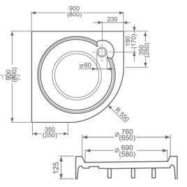 Душевой поддон Roltechnik Dream P 90x90 см белый - ForteMarket Душевой поддон Roltechnik Dream P 90x90 см белый купить,0