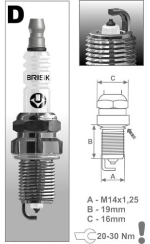 Свеча зажигания BRISK 1401 DR15YP-1 купить,NaN