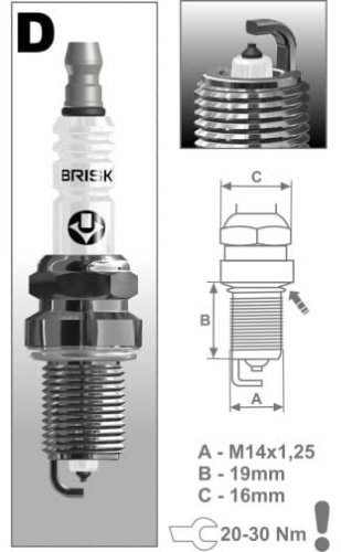 Свеча зажигания BRISK 1401 DR15YP-1 купить,NaN