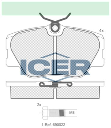 Колодки ICER передние 180510700 4 шт купить,NaN