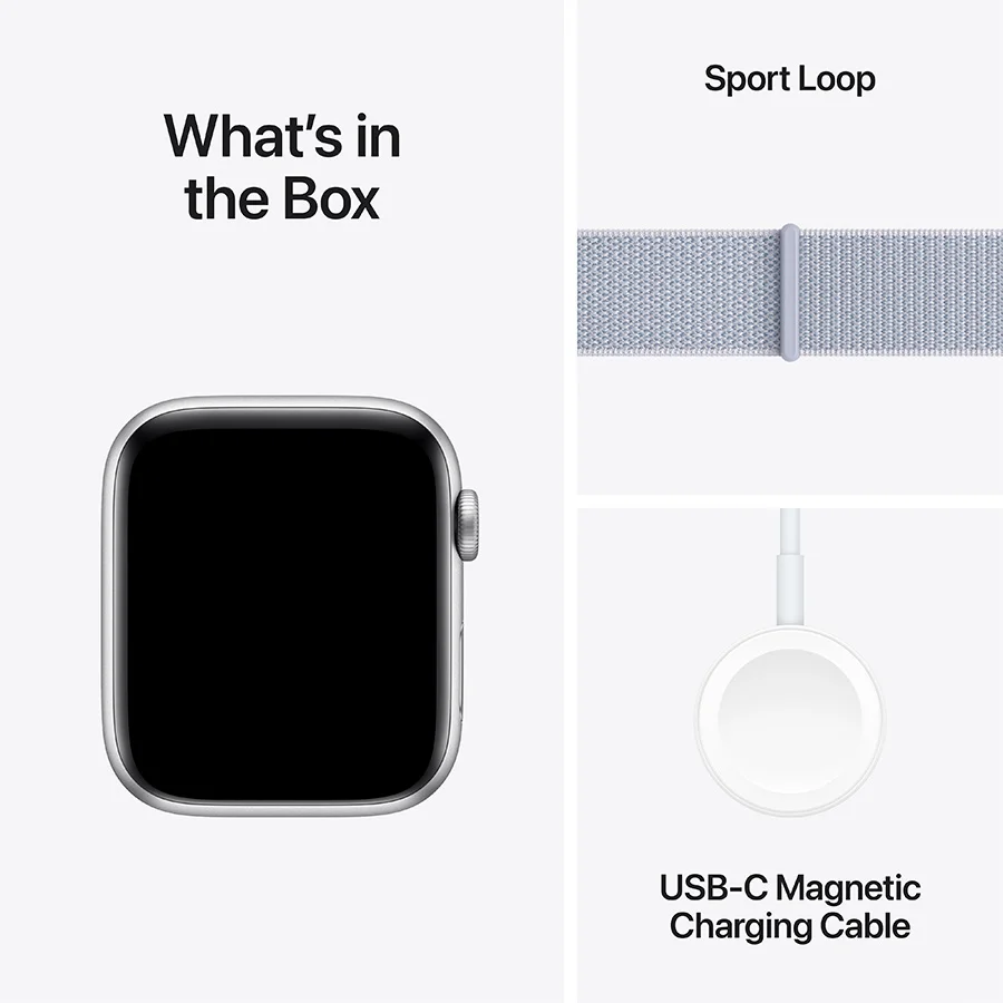 Смарт-часы Apple Watch SE GPS 44mm Silver Al Case with Blue Cloud Sport Loop MXET3QI/A купить,0