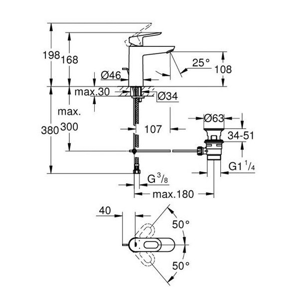 Смеситель Grohe BauLoop 23762000 хром купить,NaN