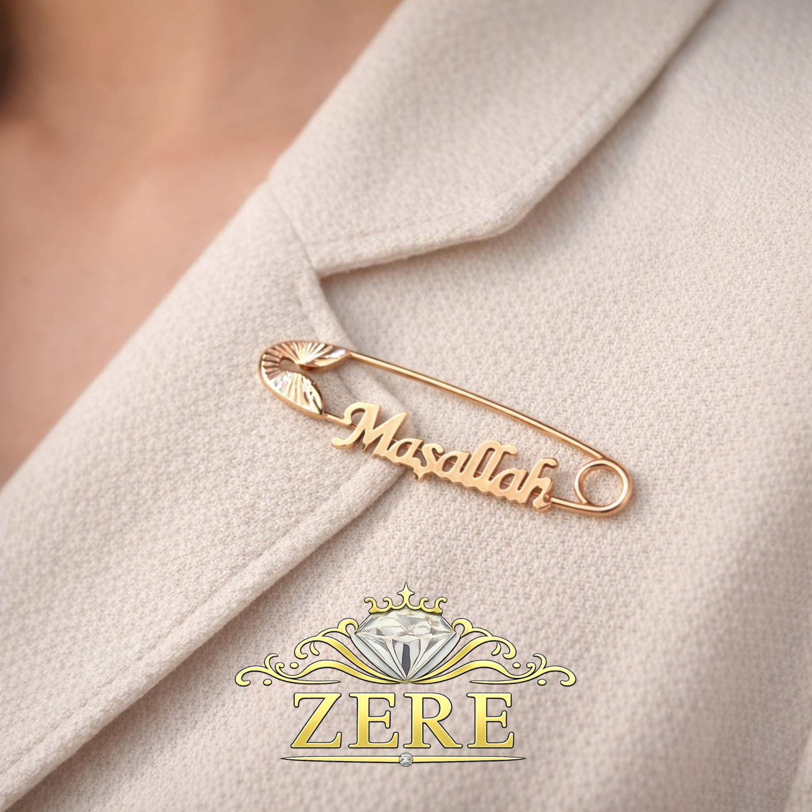Булавка детская Zere Mashallah ZR050346 золото 0.5гр