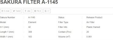 SAKURA воздушный фильтр A1145 купить,NaN