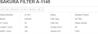 SAKURA воздушный фильтр A1145 купить,NaN