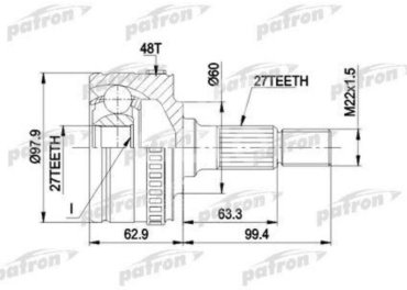 PATRON шрус наружный PCV1298 купить,NaN