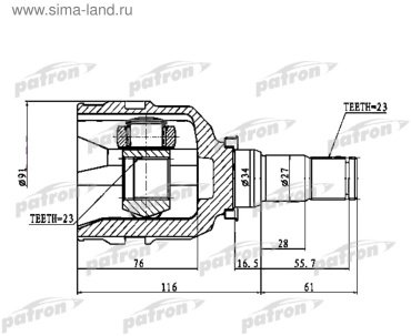 PATRON шрус внутренний PCV1768 купить,NaN