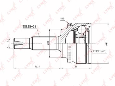 LYNXauto шрус наружный CO-7562A купить,NaN