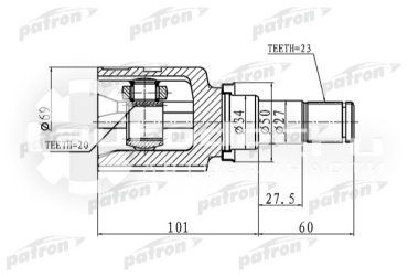 PATRON шрус внутренний PCV1458 купить,NaN
