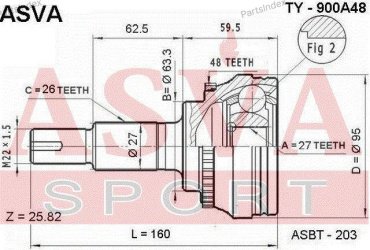 ASVA Шарнирный Комплект, Приводной Вал TY900A48 купить,NaN