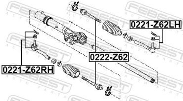 FEBEST Осевой Шарнир, Рулевая Тяга 0222-Z62 купить,NaN