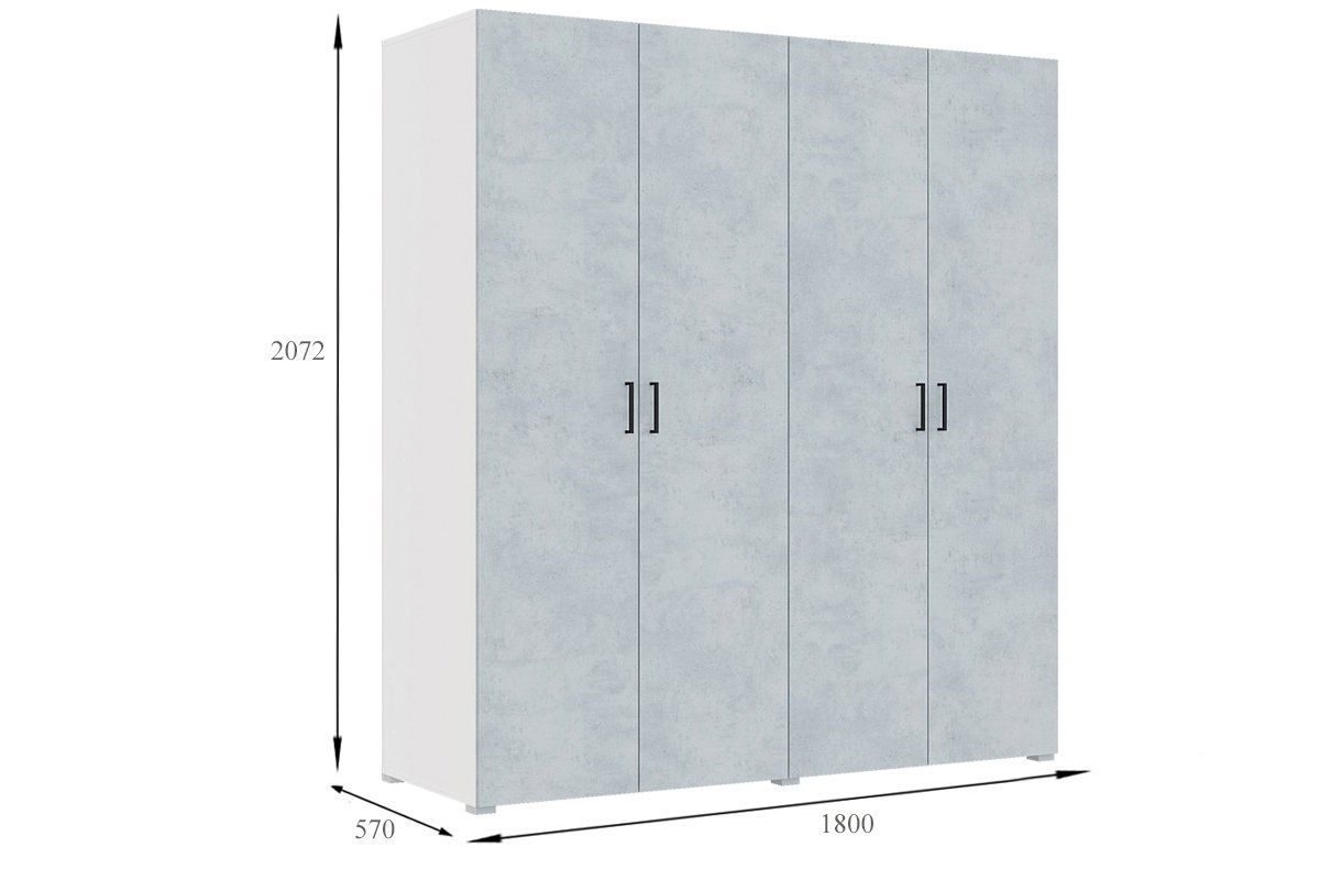 Шкаф Горизонт Арландо 4Д 1800 белый/бетон купить,NaN
