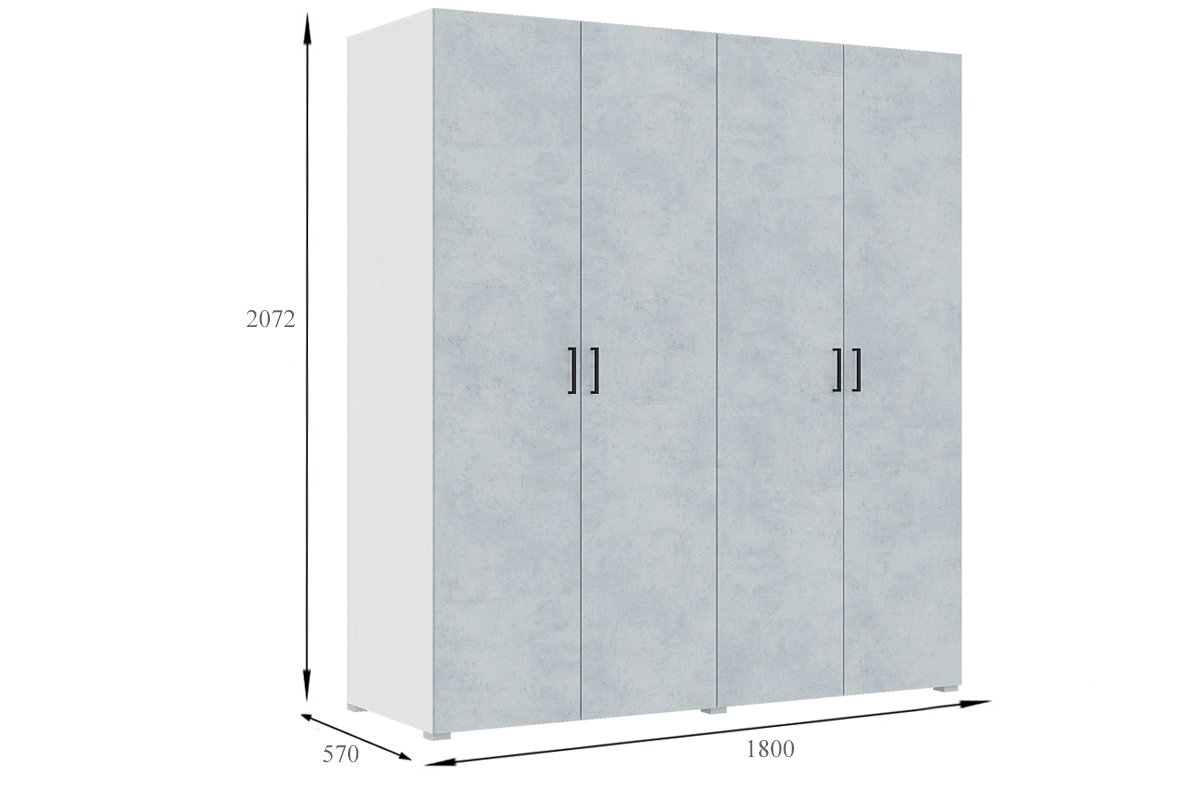 Шкаф Горизонт Арландо 4Д 1800 белый/бетон купить,NaN