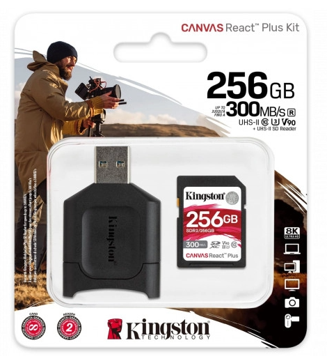 Карта памяти Kingston Canvas React Plus UHS-II SDR2/256Gb + USB Adapter - ForteMarket Карта памяти Kingston Canvas React Plus UHS-II SDR2/256Gb + USB Adapter купить,0